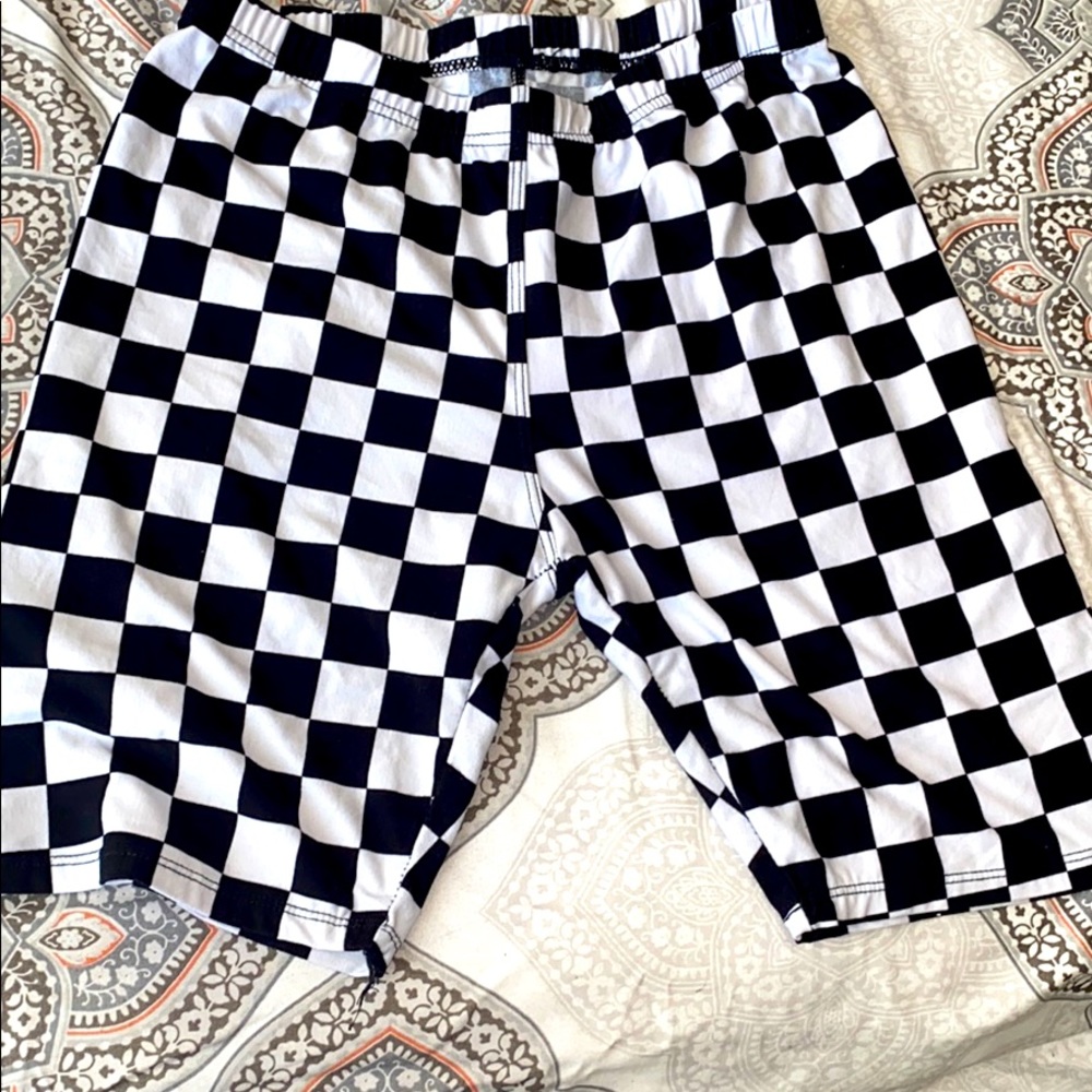 Checkered Print Biker Short - Picture 1 of 2